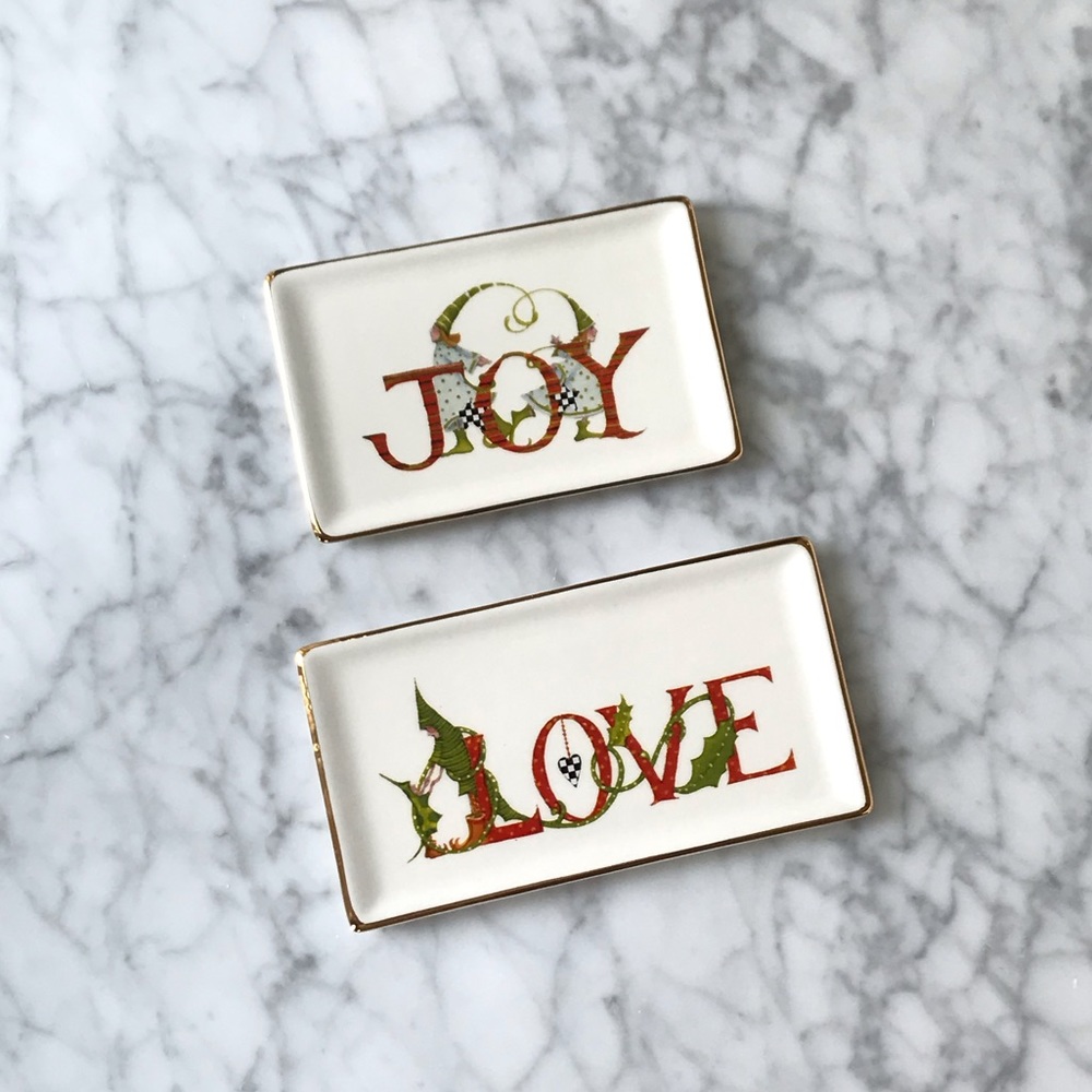 mackenzie childs Patience Brewster Joy & Love Trinket Trays